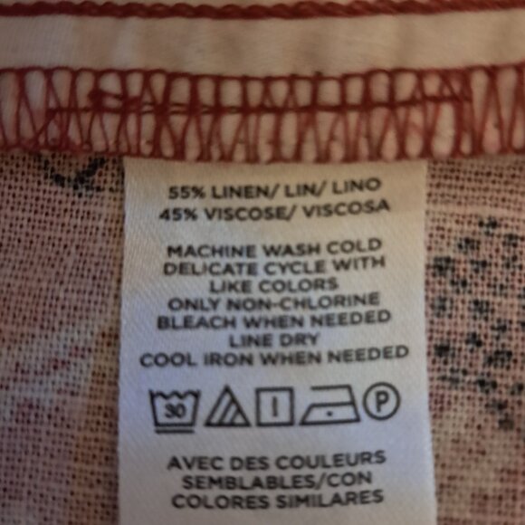 Ann Taylor Factory Linen Blend Wide Leg Brick Red Print Pants Sz 6 - Picture 7 of 9